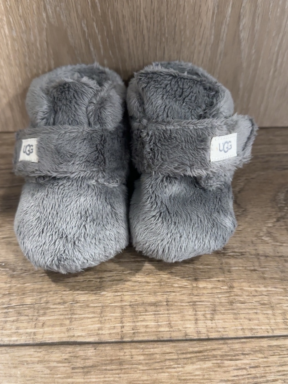 UGG Grey Plush Infant Booties - Bixbee